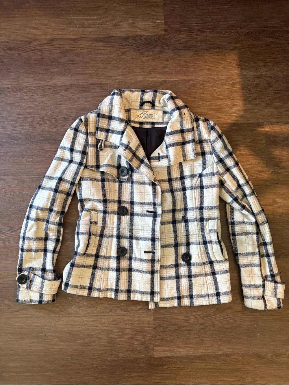 Plaid Button Down Jacket Pea Coat